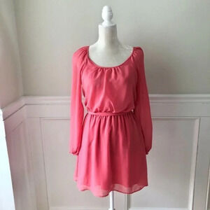 Speechless Long Sleeve Blouson Dress Pink M